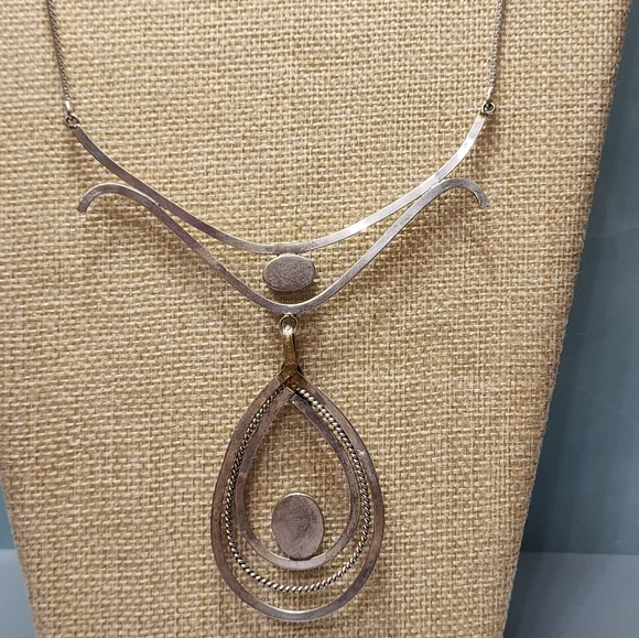 Navajo Turquoise and Sterling Statement Necklace - Picture 3 of 5